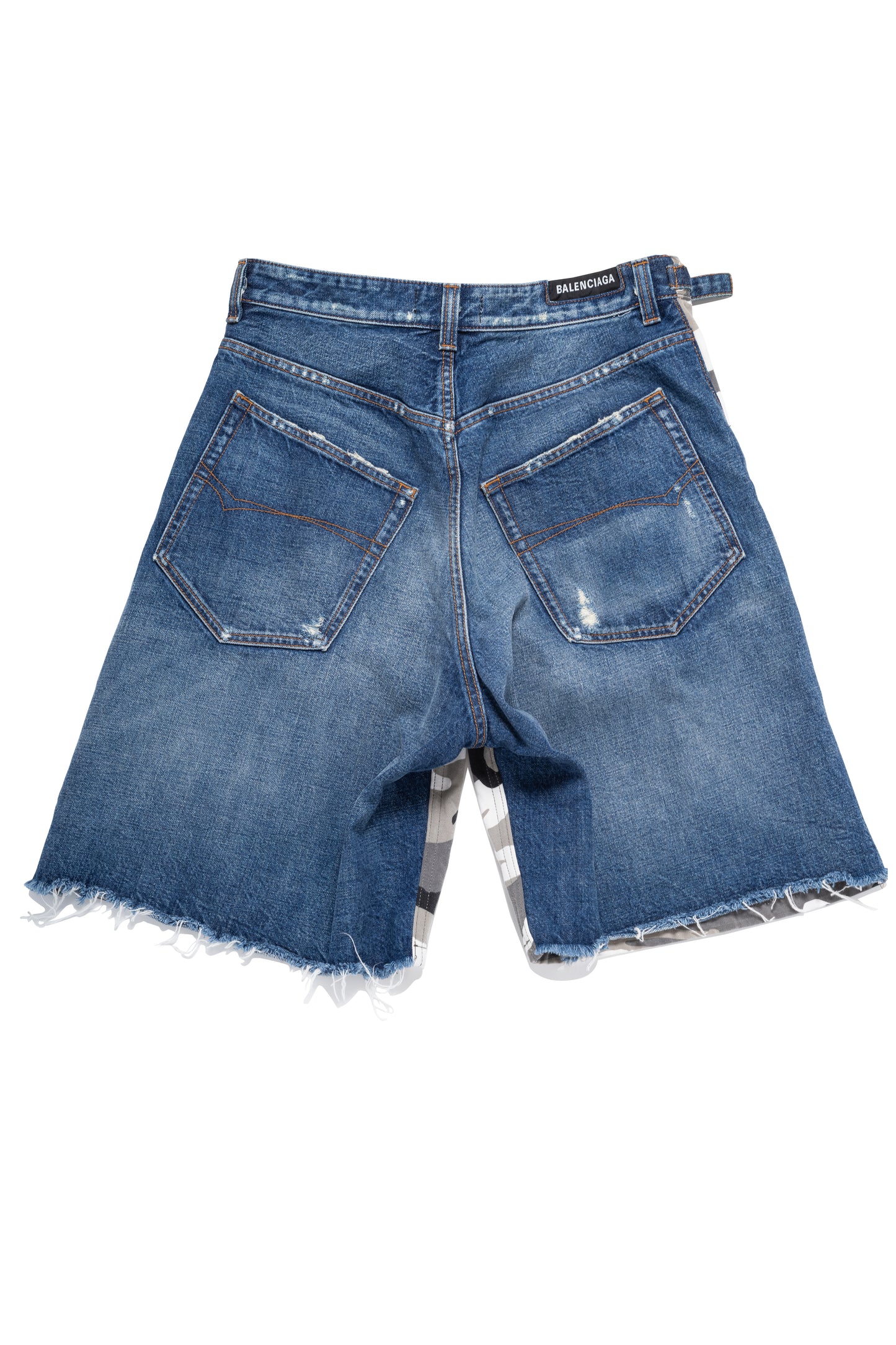 Balenciaga White Camo Cargo Denim Shorts - Xia Office