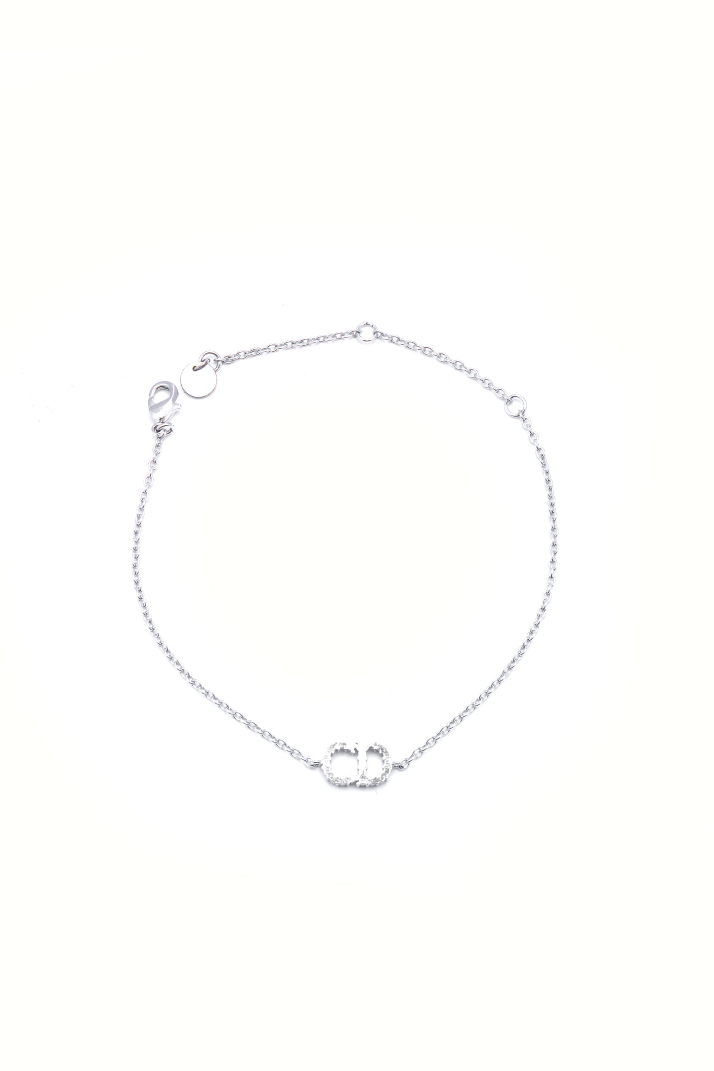 Dior Claire D Lune Crystals Silver Tone Metal Link Bracelet - Xia Office