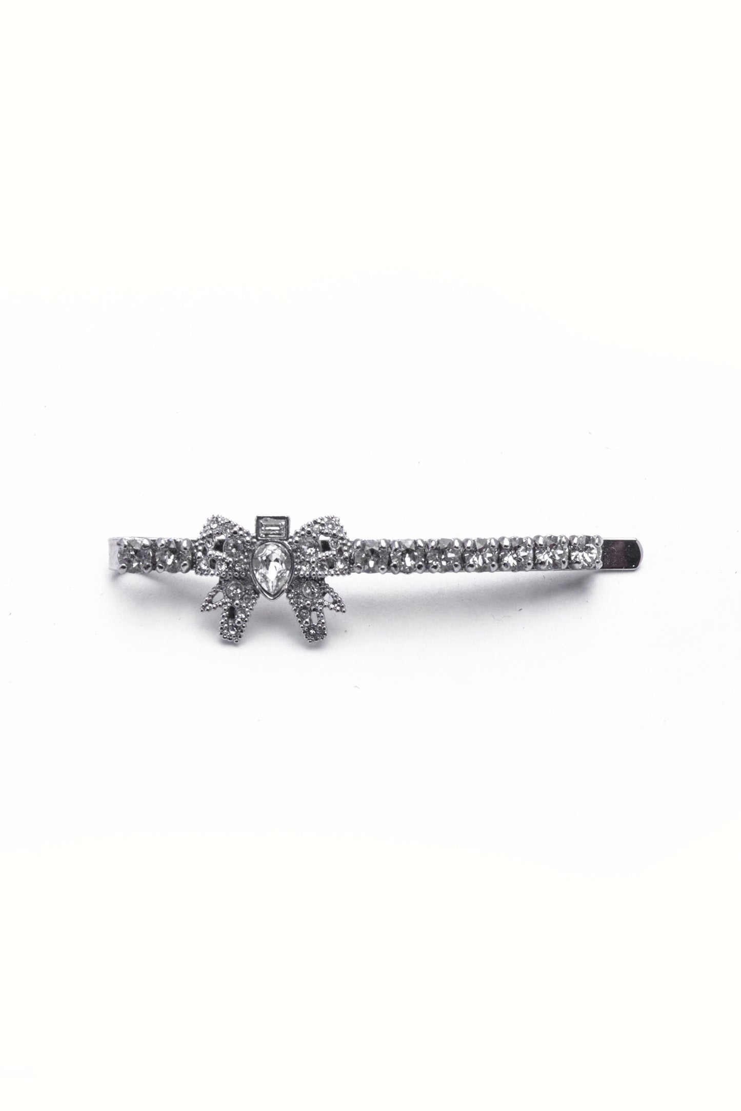 Miu Miu Silver Crystal Micro Bow Hair Clip - Xia Office