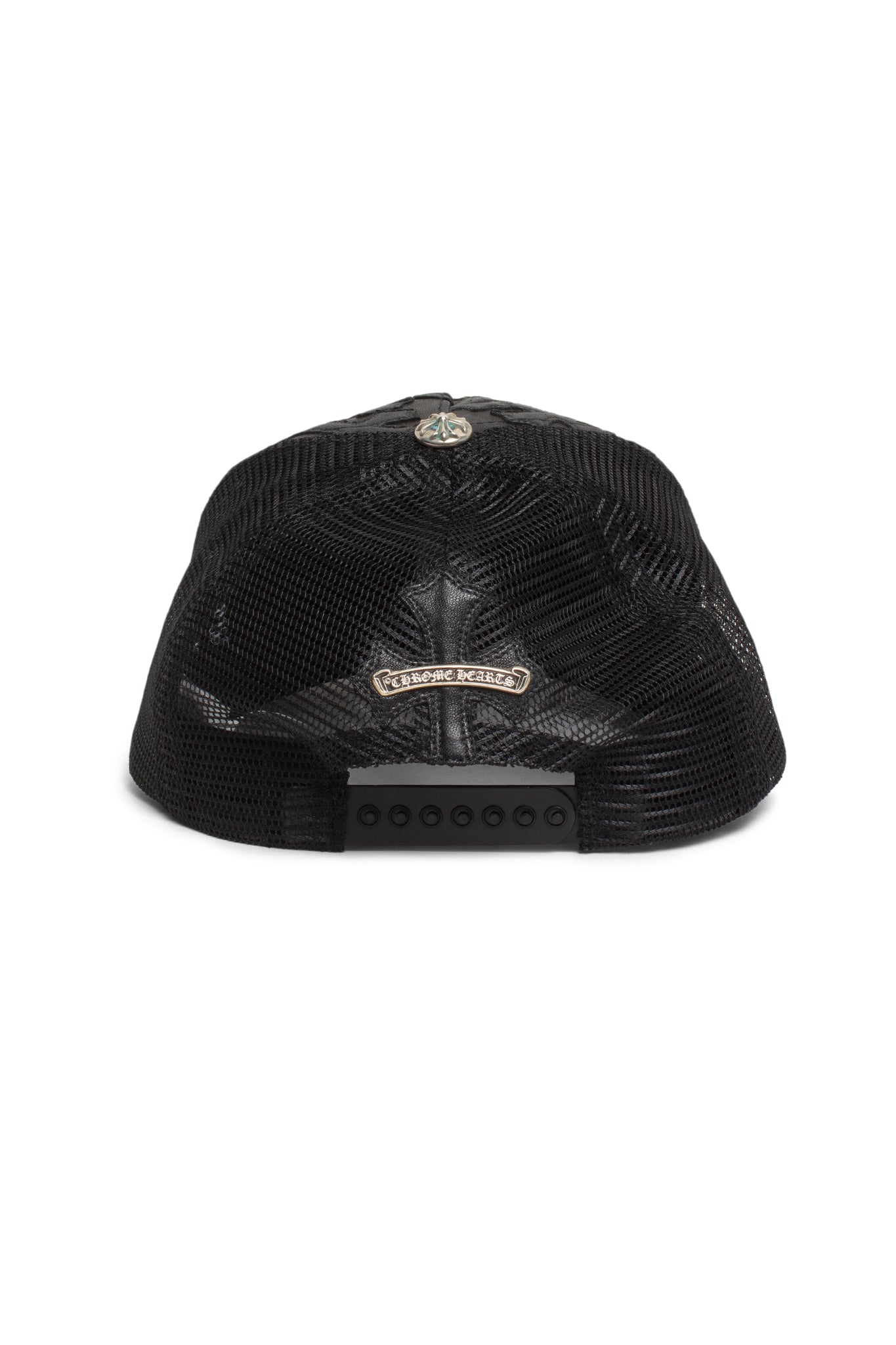 Chrome Hearts Cemetary Cross Leather Stitched Trucker Hat