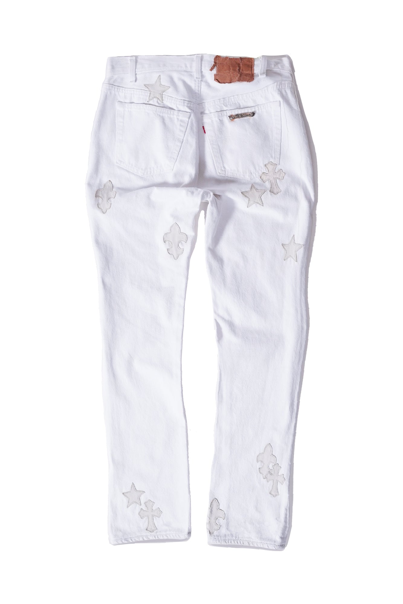 Chrome Hearts St.Barth Exclusive Star Cross Leather Patch Denim Jeans