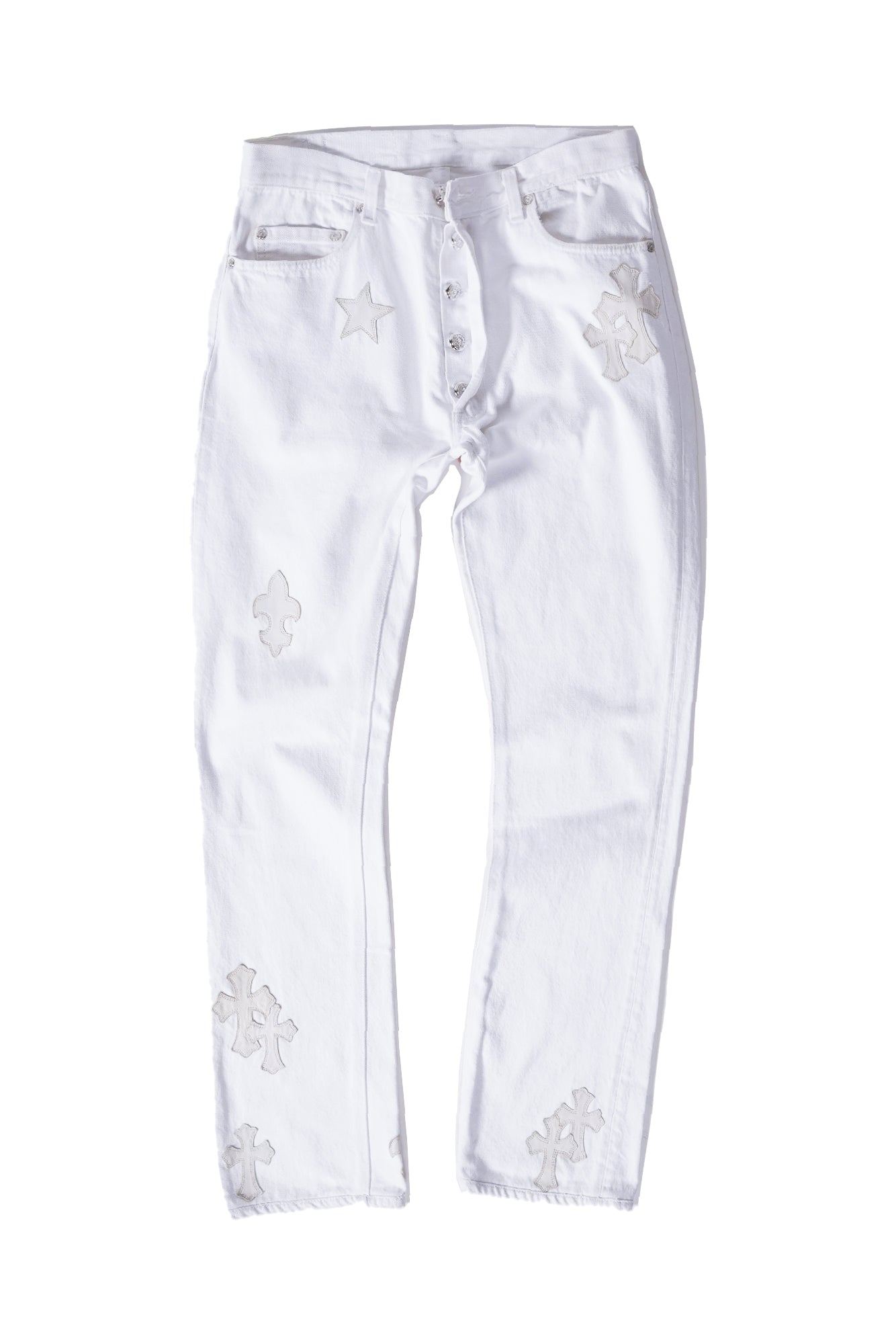Chrome Hearts St.Barth Exclusive Star Cross Leather Patch Denim Jeans