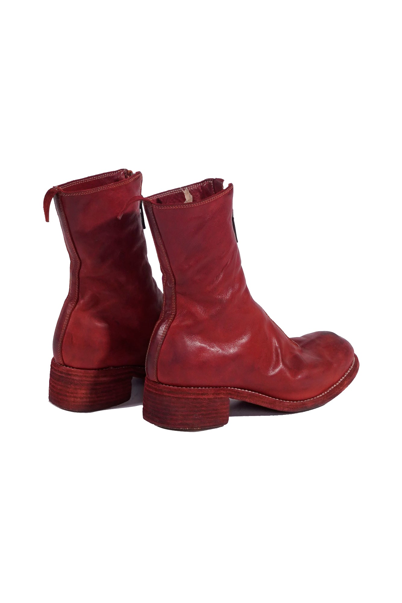 Guidi PL2 Front Zip Up Leather Boots Red