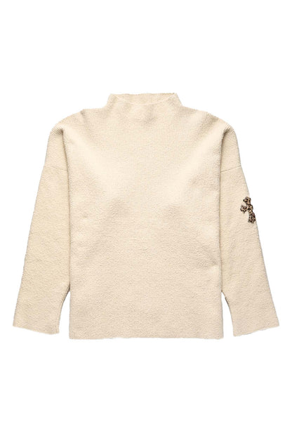 Chrome Hearts Knitted Cream Cheetah Patch Sweater