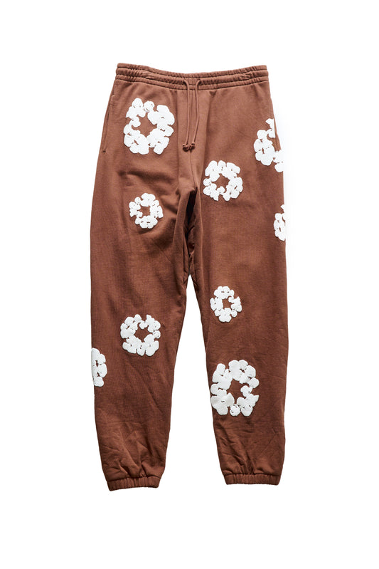 Denim Tears Wreath Graphic Print Sweatpants Brown