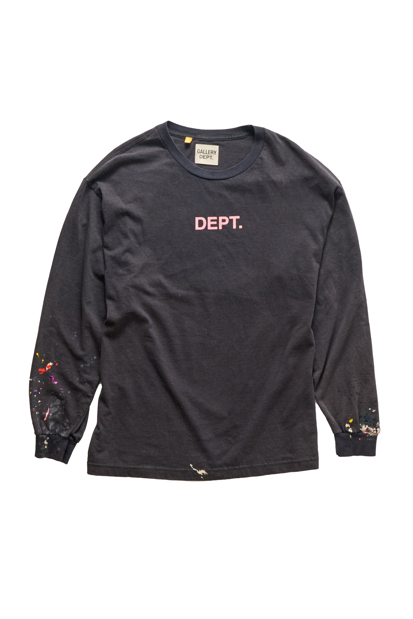 Gallery Dept. Paint Splatter Center Logo Black Longsleeve T-Shirt
