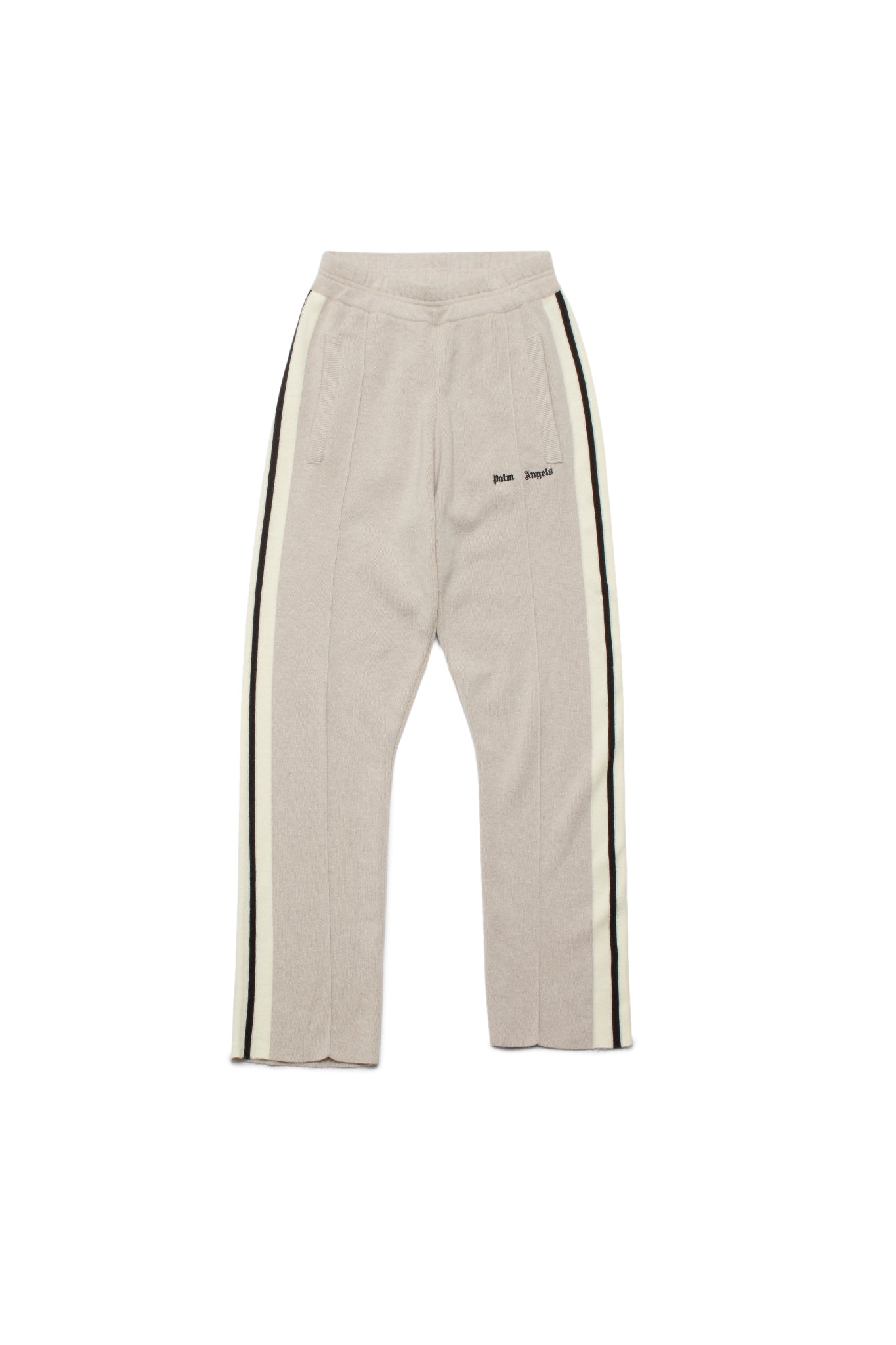 Palm Angels Fw24 Classic Logo Knit Track Pants in Light Beige