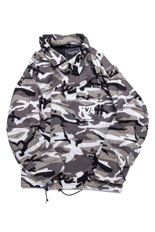 Balenciaga YE 24 Off-Shoulder Camouflage Military Jacket - Xia Office