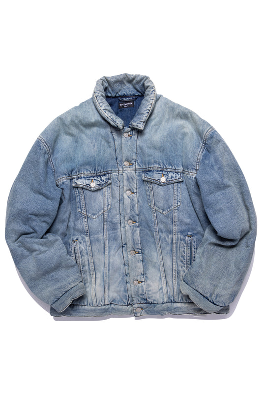Balenciaga Padded Denim Jacket in Light Blue - Xia Office
