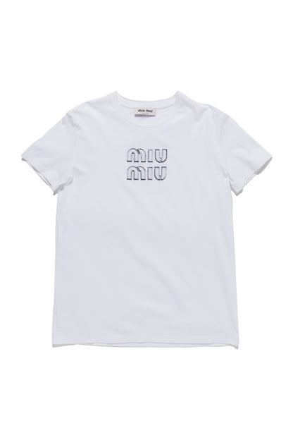 Miu Miu Logo-embroidered T-shirt - Xia Office