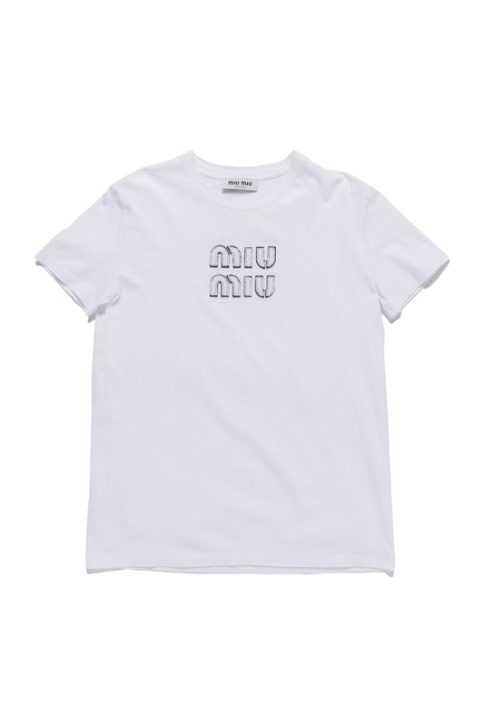 Miu Miu Logo-embroidered T-shirt - Xia Office