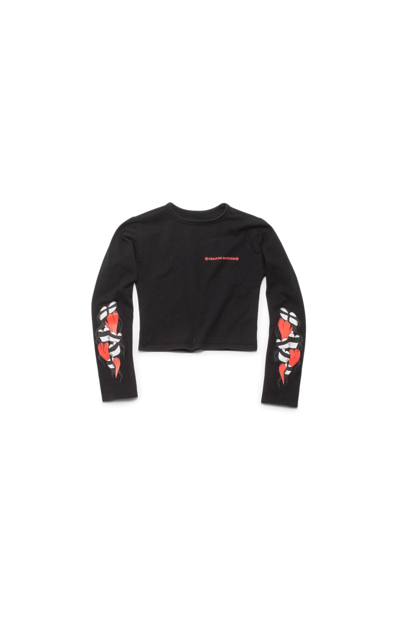 Chrome Hearts Matty Boy Sick Heart Long Sleeve Crop T-Shirt