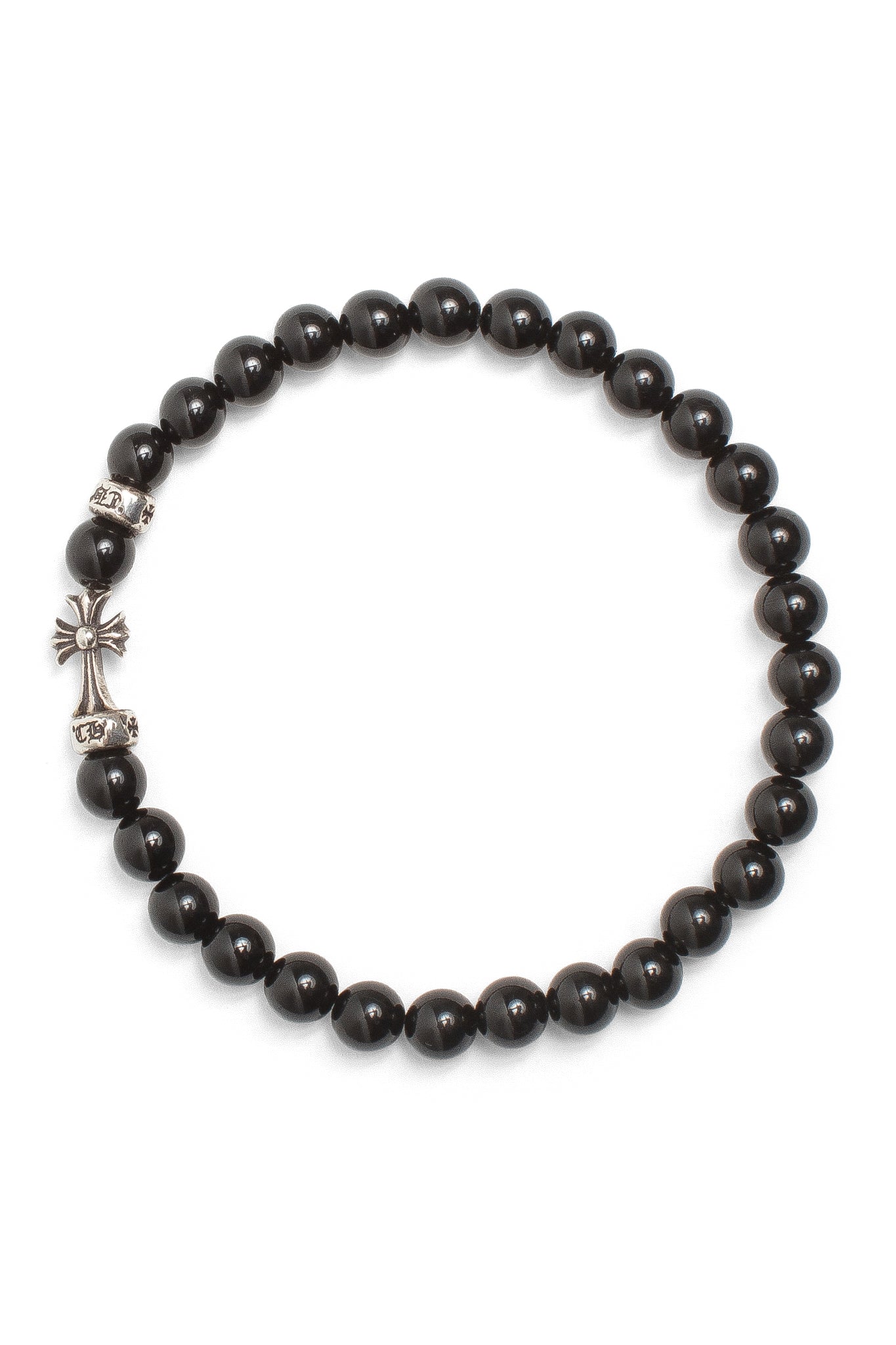 Chrome Hearts Cross Onyx Bead Bracelet