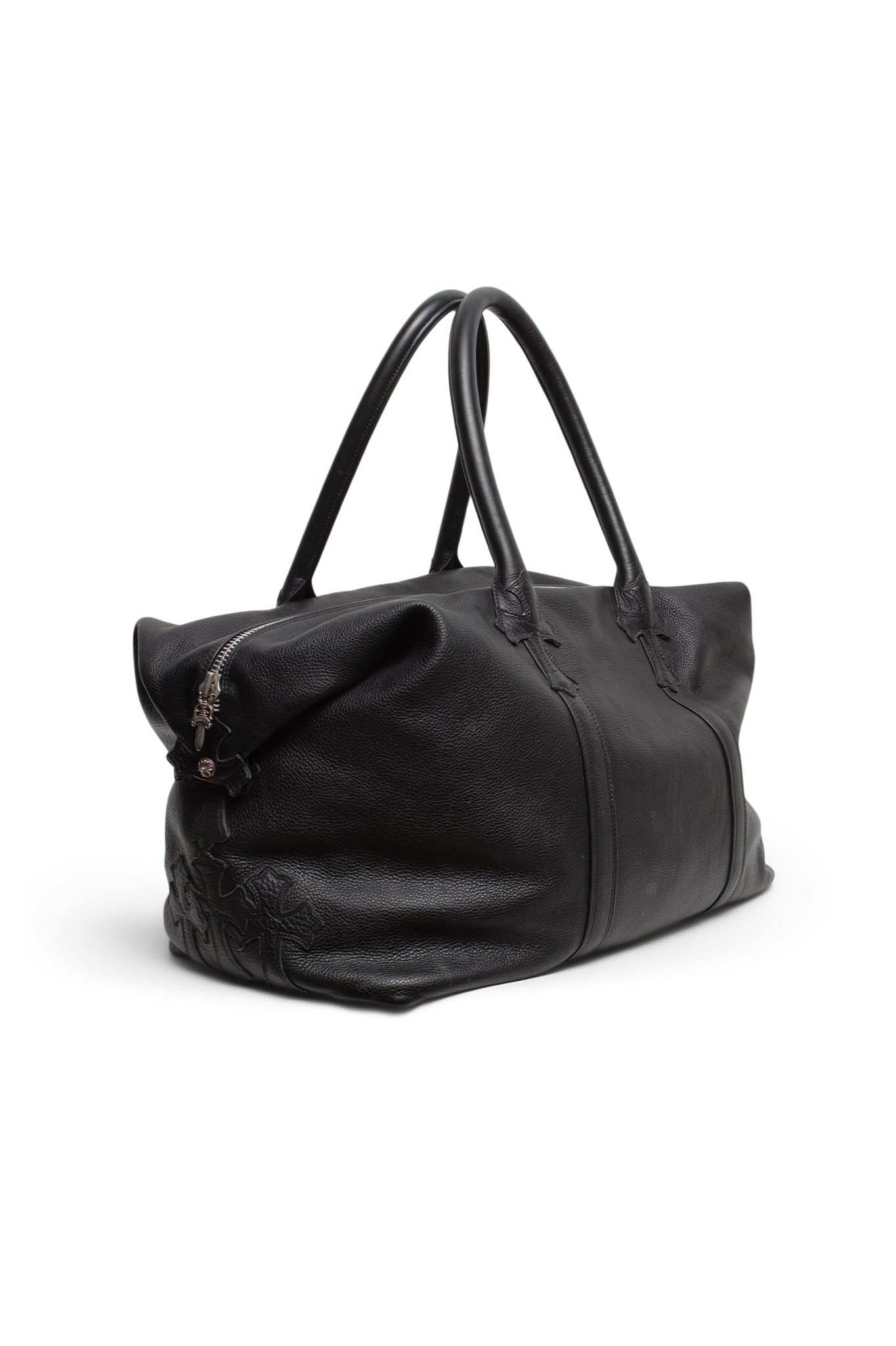 Chrome Hearts Large Leather Embellished Cross Duffle Bag