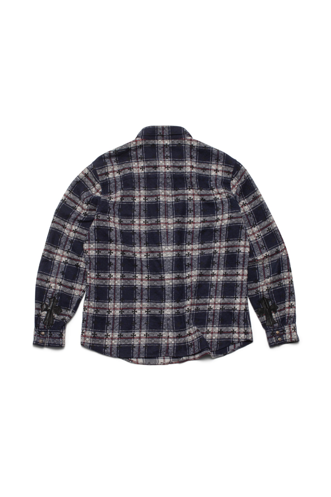 Chrome Hearts Blue Plaid Cross Flannel Button-up Shirt