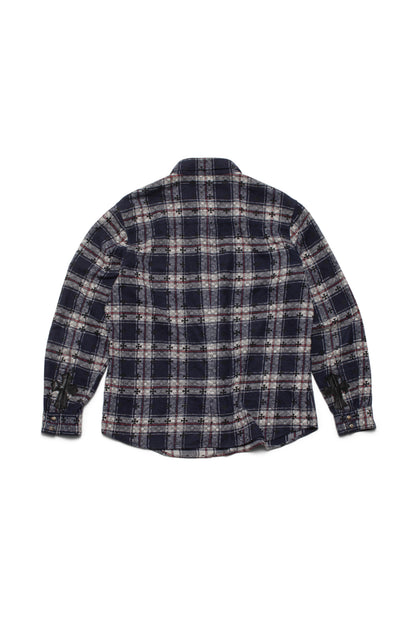 Chrome Hearts Blue Plaid Cross Flannel Button-up Shirt