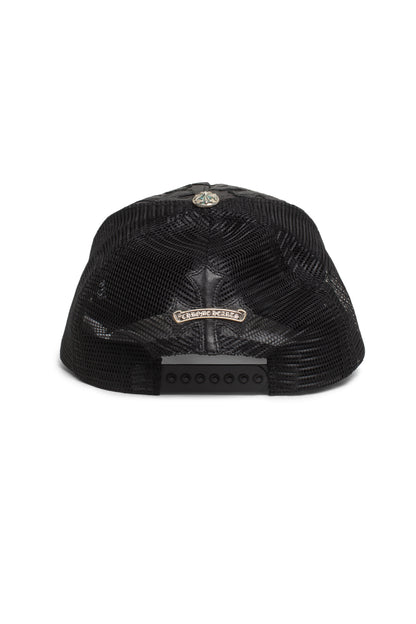 Chrome Hearts Cemetary Cross Leather Stitched Trucker Hat