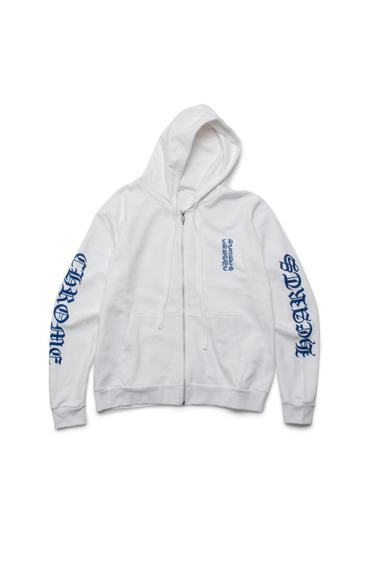 Chrome Hearts Blue Scroll White Zip Up Hoodie