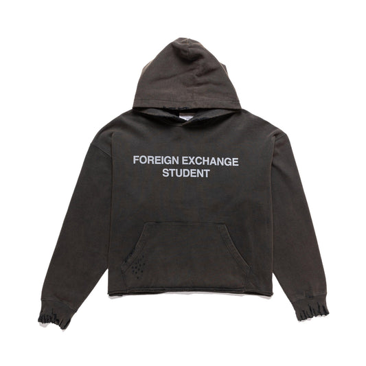 “Foreign Exchange Student" Slogan Hoodie in Black - Xia Office