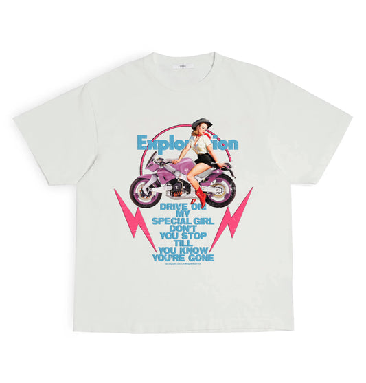 CEEC Motorcycle Girl T-shirt in White