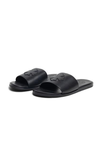 Chrome Hearts Leather Cross Leather Slides