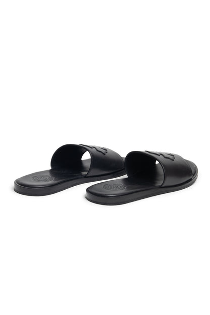 Chrome Hearts Leather Cross Leather Slides