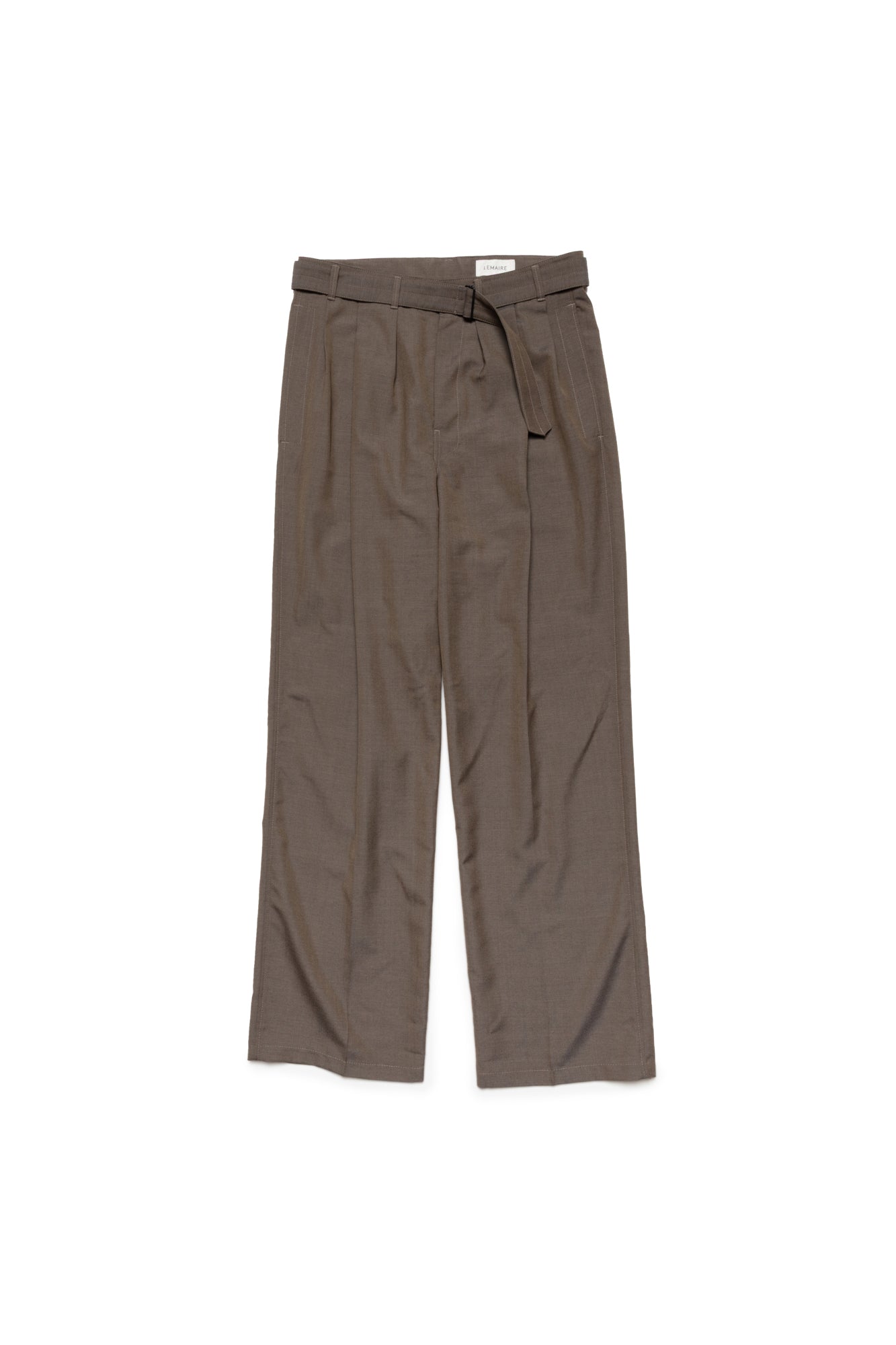 Lemaire Brown Belted Pleated Trousers
