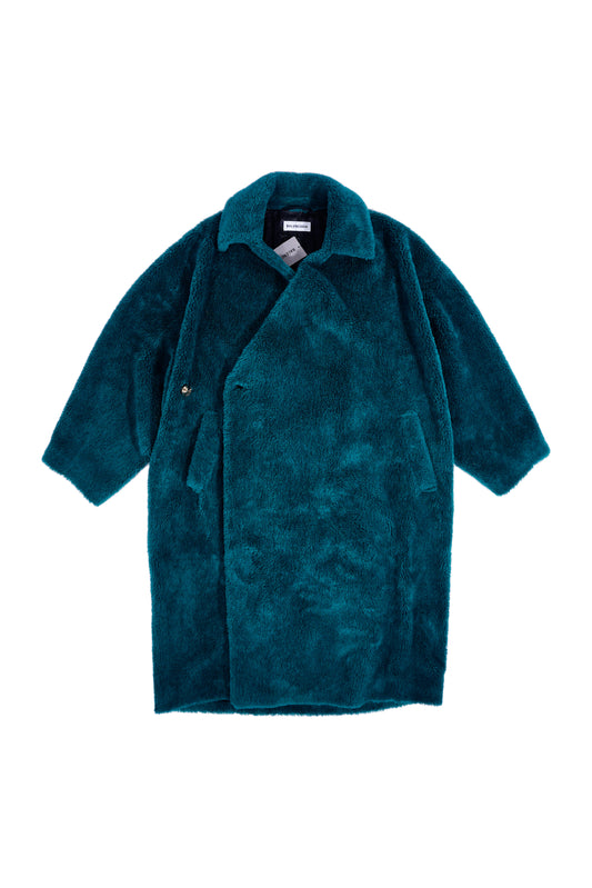 Balenciaga AW18 Teal Teddy Green Coat