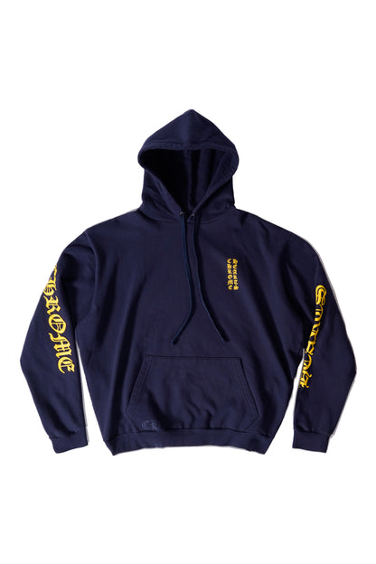 Chrome Hearts Navy/Yellow Script Logo Hoodie
