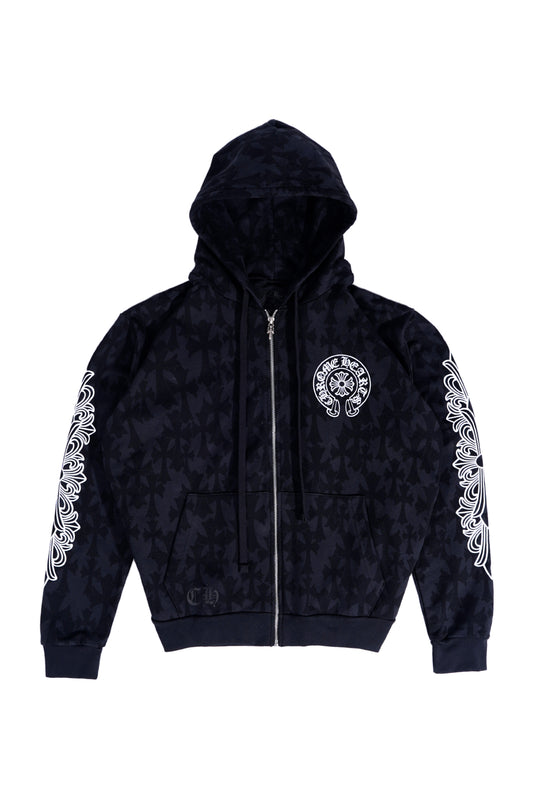 Chrome Hearts Plus Cross All Over Print Zip Up Hoodie