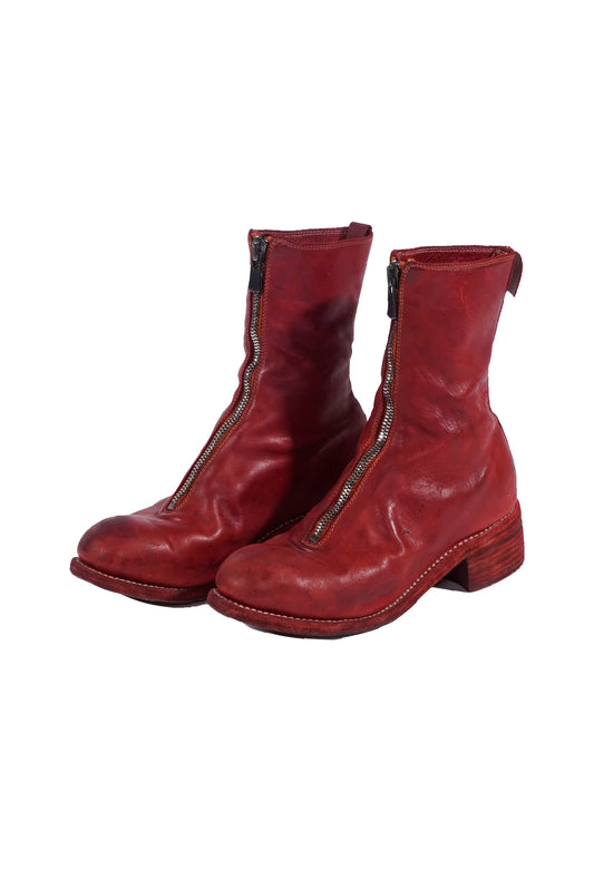 Guidi PL2 Front Zip Up Leather Boots Red